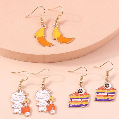 Boucles d'oreilles Halloween – Momie, œil, fantôme et citrouille
