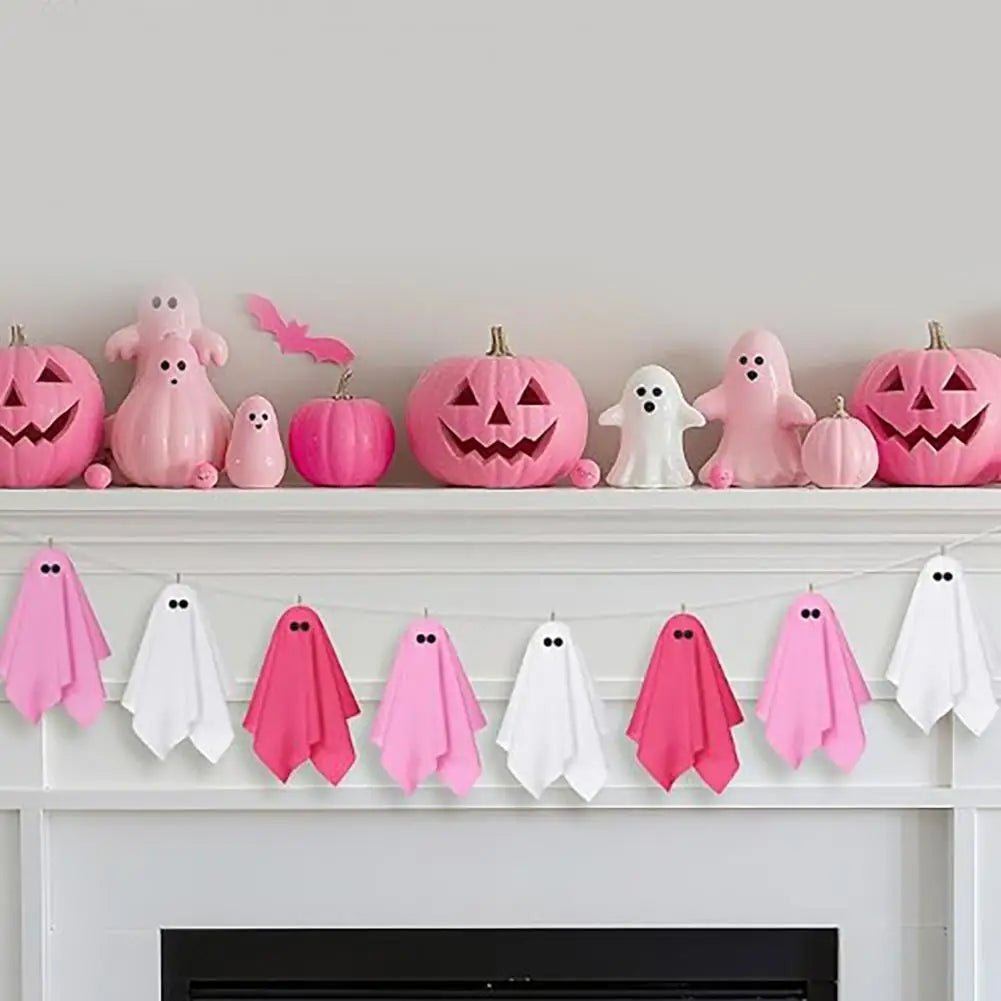 Fantômes Décoratifs Halloween Rose Pastel - Déco Douce et Girly