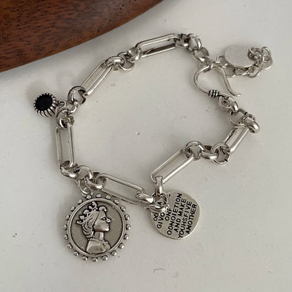 Bracelet femme en argent sterling 925 – Cœur rétro