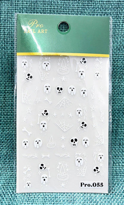 Stickers Ongles Halloween Mignons - Fantôme, Citrouille, Chat Noir